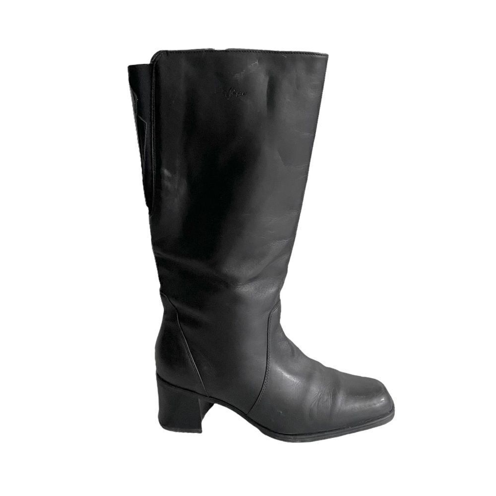 COLLEGE Black Leather Waterproof Winter Lined Tall Boots Size 10